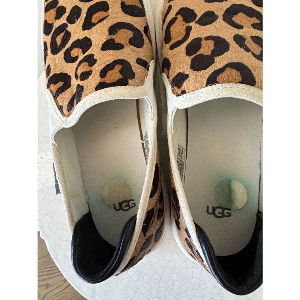 UGG ALAMEDA Spotty Leopard Print Slip-On Sneakers Tan Brown Calf Hair Size 8 EUC - Picture 11 of 12